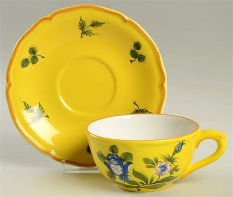 Marseilles Yellow Flat Cup Saucer Set By Tiffany Replacements Ltd