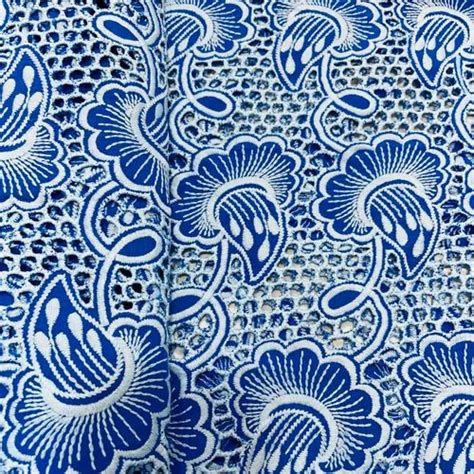 Blue Floral Embroidery Cotton Schiffli Fabric At Rs Schiffli