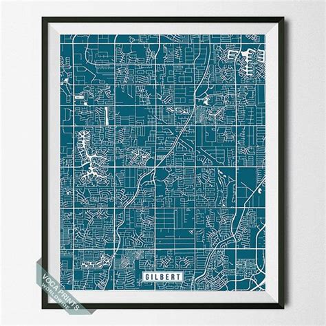 Gilbert Print Arizona Poster Gilbert Map Arizona By Vocaprints Map