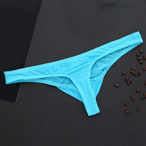 BIKINI EXTENSIBLE BLANC Homme GString TBack Slips Basse Hauteur Avec String Tran EUR