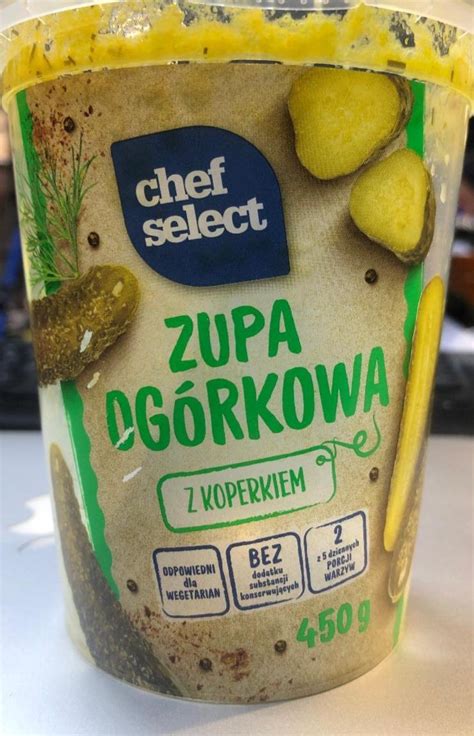 Zupa ogórkowa z koperkiem Chef select kalórie kJ a nutričné hodnoty