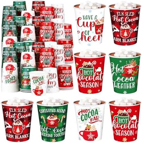 Amazon Layhit Christmas Hot Cocoa Paper Cups Oz Disposable Cold