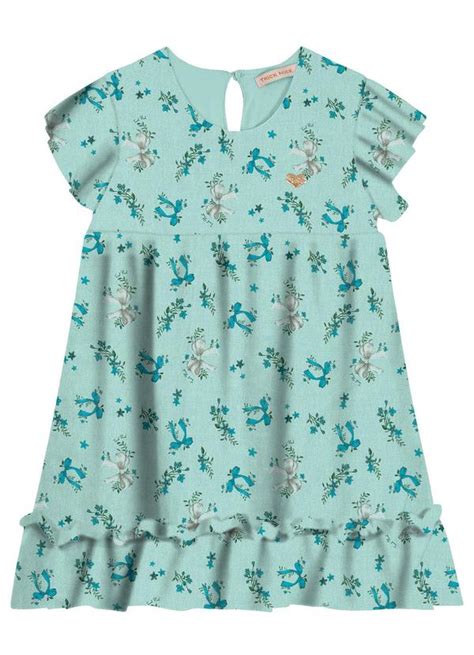 Vestido Curto Infantil Babados Azul Trick Nick