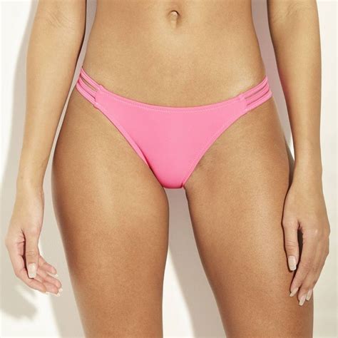 Women S Strappy Cheeky Bikini Bottom Xhilaration Hot Pink L Cheeky