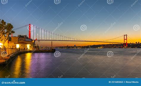 Istanbul Bosphorus Bridge With Sunset View Stock Image Image Of