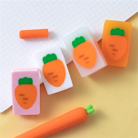 Mohamm 1pc Kawaii Cute Carrot Eraser Student Stati Grandado