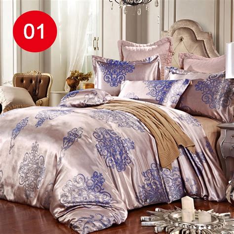 Aliexpress Buy Luxury Jacquard Fabric Silk Cotton Bedding Set