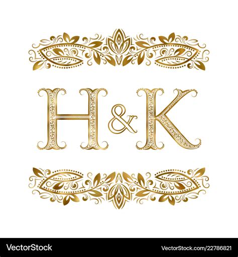 H And K Vintage Initials Logo Symbol Royalty Free Vector