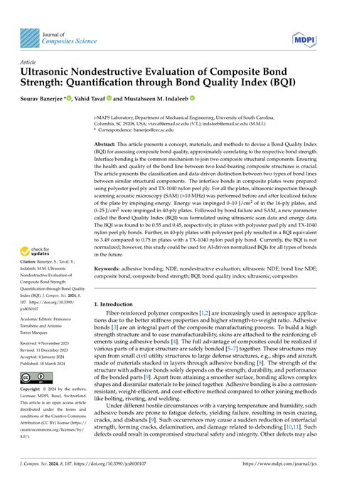 PDF Ultrasonic Nondestructive Evaluation Of Composite Bond Strength