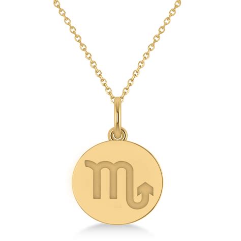 Scorpio Disk Zodiac Pendant Necklace 14k Yellow Gold Az2423