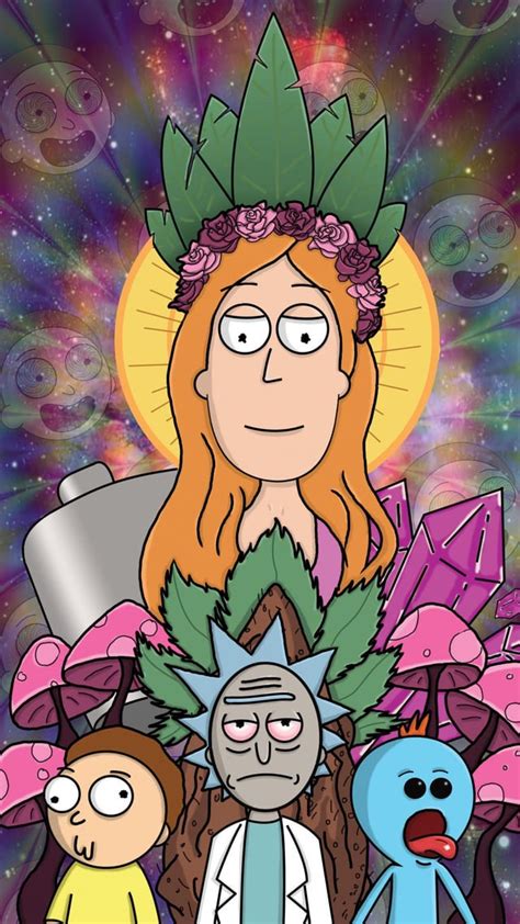 Stoned Rick And Morty Psychedelic Art - musicforruby