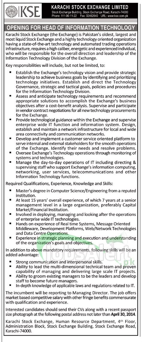 karachi stock exchange limited jobs  karachi jobsalertpk