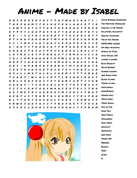 Anime Manga Word Search Wordmint