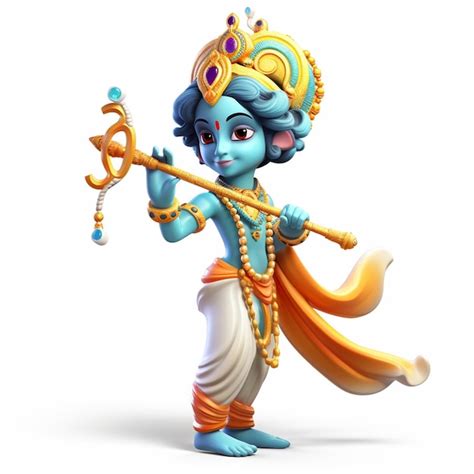 3D rendered cute baby Krishna cartoon illustration | Premium AI-generated image