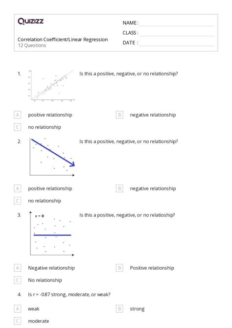 50 Correlation And Coefficients Worksheets For 10th Year On Quizizz Free And Printable