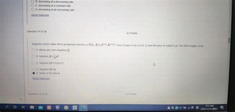 Solved B. increasing at a decreasing rate. C. increasing at | Chegg.com