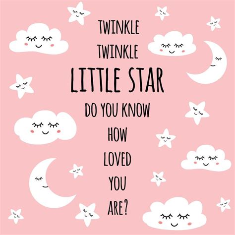 Twinkle twinkle little star Pink greeting card for baby shower, nursery ...