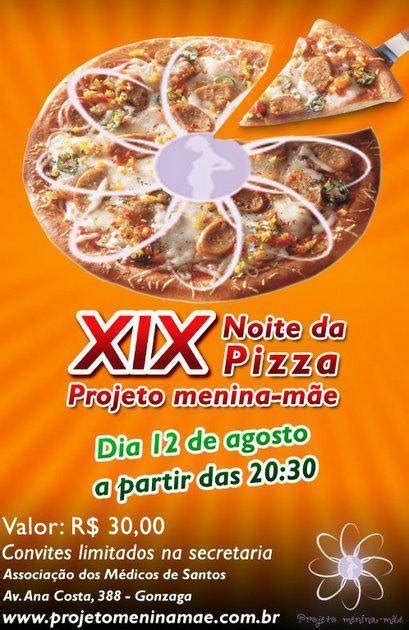 Noite da pizza beneficente para o Projeto Menina Mãe