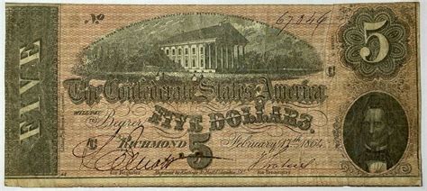 Civil War Confederate 1864 10 Dollar Bill Richmond Virginia Paper Money Currency Antique