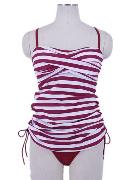 Polka Dotandstriped Tankinis Swimwear