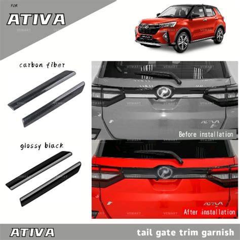 Vemart Perodua Ativa Carbon Fiber Tail Gate Trim Garnish Accessories