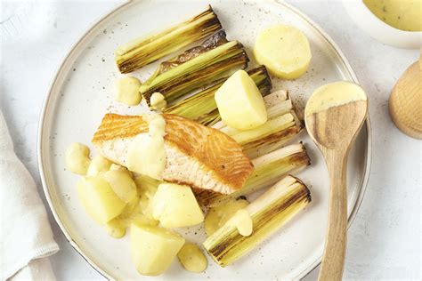 Zalm Bearnaise Met Geroosterde Prei En Aardappelen Recepten Gram