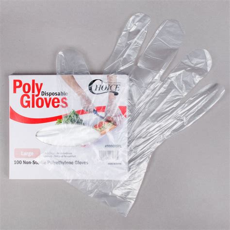 Choice Large Disposable Poly Food Service Gloves 100 Pack