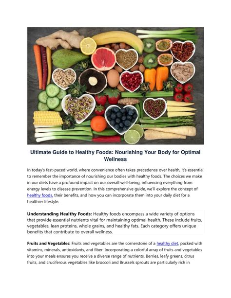 Ppt Ultimate Guide To Healthy Foods Nourishing Your Body For Optimal