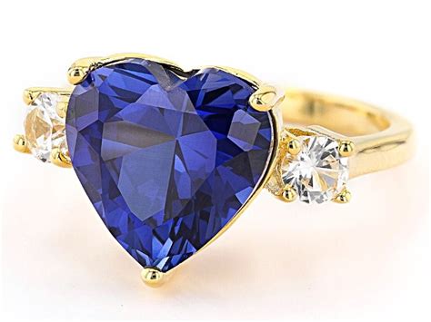 Blue Lab Created Sapphire K Yellow Gold Over Sterling Silver Ring