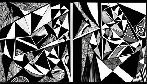 Premium AI Image | A black and white drawing of a group of abstract shapes.