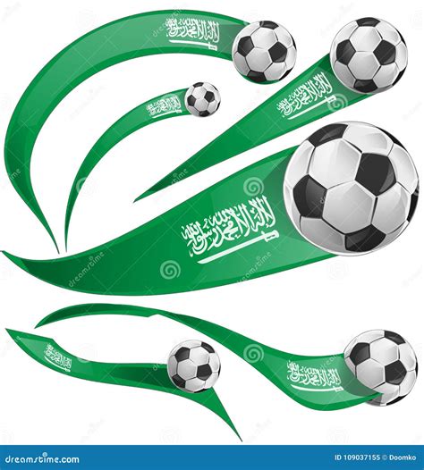 Saudi Arabia Flag Set With Soccer Ball Stock Vector Illustration Of