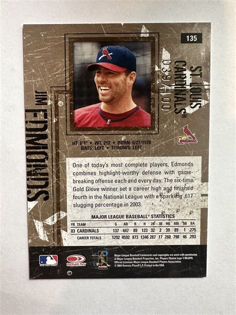 Jim Edmonds 2004 Topps Baseball Black Border 53 Ssp Rare Donruss L