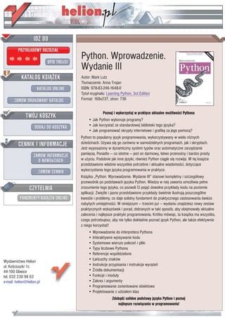 Python Wprowadzenie Wydanie Iii Pdf