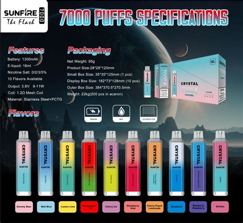 Authentic Sunfire Crystal PRO Max 7000 Puff Disposable 7K Puffs Not