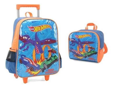 Mochila Hot Wheels Rodinhas E Lancheira Luxcel MadeiraMadeira
