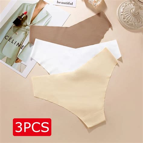 BANNIROU 3 Pcs Women S Underwear Seanless Panties Soft Briefs Bikini Low Rise Solid Intimate