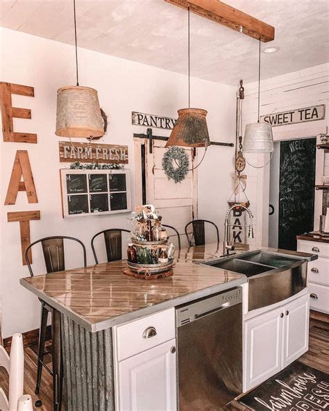 Rustic Farmhouse Kitchen Island Lighting With Metal Buckets Soul Lane