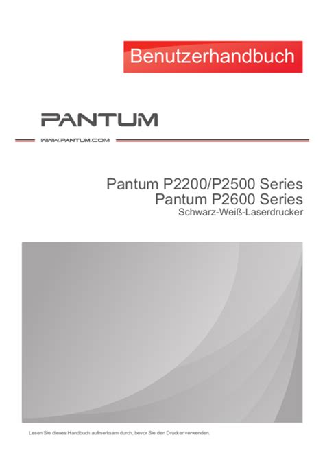 Bedienungsanleitung Pantum P2507 (Deutsch - 94 Seiten)