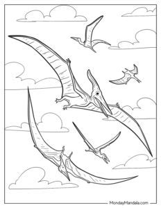 20 Pterodactyl Coloring Pages Free PDF Printables