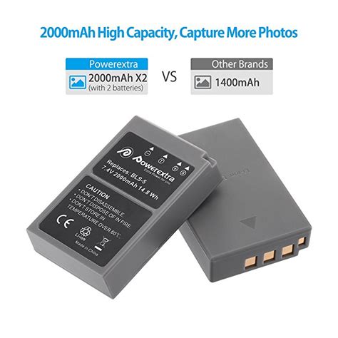 2 Pack Battery For Olympus BLS 5 BLS 50 PS BLS5 And Olympus OM D E