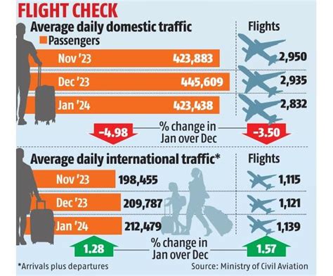 Domestic air traffic down 5%, international traffic up 1% in January ...