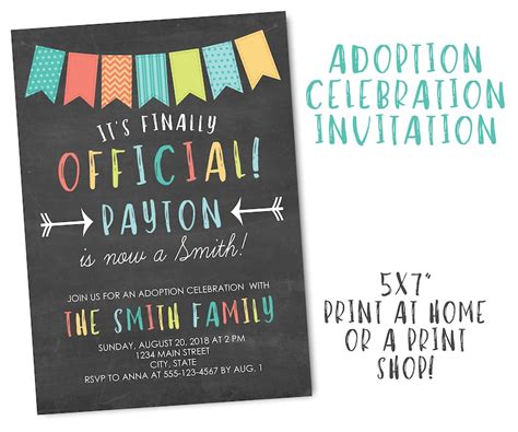 Adoption Party Celebration Invitation And Poster Etsy