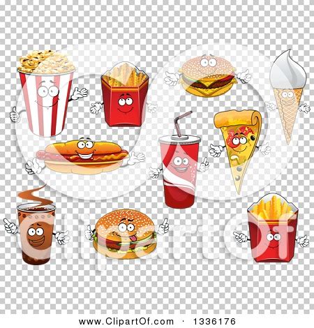 Clipart of Cartoon Junk Food Characters - Royalty Free Vector ...