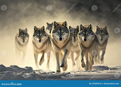 Pack of Wolves Following the Trail of a Prey. Created with Generative ...