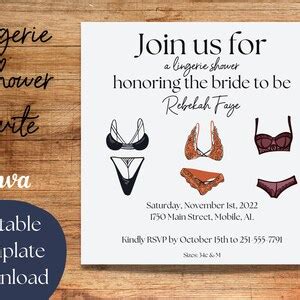 Shower Invitation Editable Canva Template Lingerie Shower Invite Cute And Fun Bridal Shower