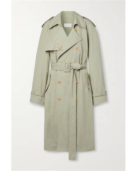 The Row June Double Breasted Belted Cotton Trench Coat In Green Lyst