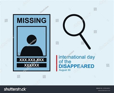 international day disappearance poster writing design stock vector