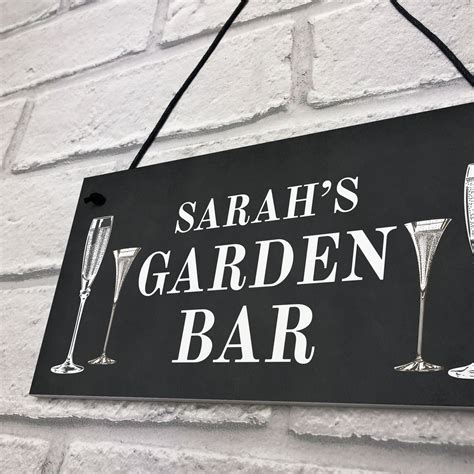 Garden Bar Sign Shabby Personalised Home Bar Garden Sign