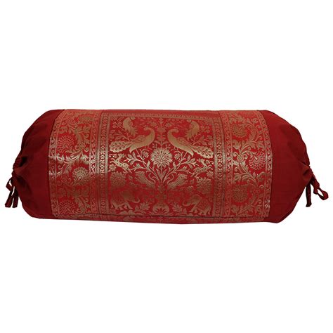 Stylo Culture Indian Polydupion Cylindrical Tubular Bolster Pillow