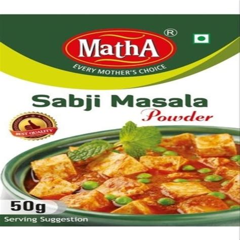 Matha Sabji Masala Powder Packaging Size 50 G Packaging Type